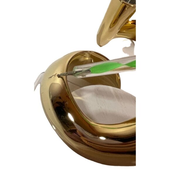 2 VTG Georg Jenson Candle Holders Gold Plt Stainless Rare Denmark MCM Minimal - Picture 8 of 16